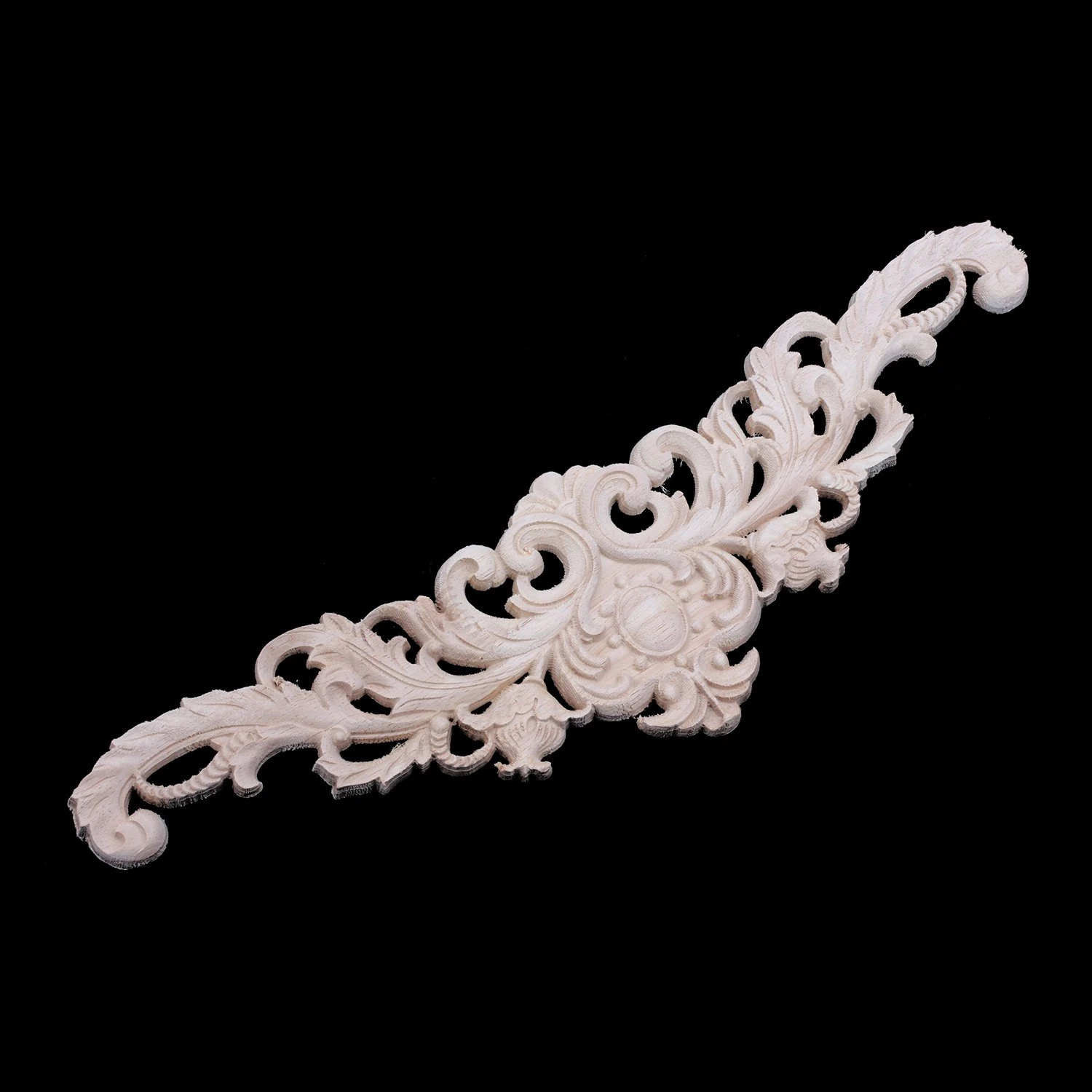 

LNHF 2 Pcs Exquisite Classic Rubber Wood Carved Applique Furniture Natural Decal Wood Color 40X12cm & 22.5X8cm