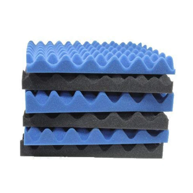 6 Pack Black + blue / Charcoal egg crate foam acoustic tiles soundproofing foam panels sound insulation soundproof foam paddi