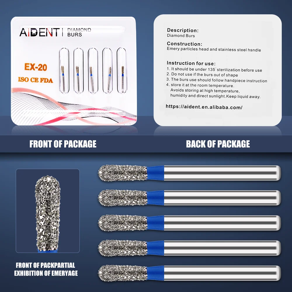 Diamond Burs Standard 105-126 μ Blue Smoothing Teeth Polishing 300000R.P.M FG High Speed Handpiece Dentist Surgical Tools