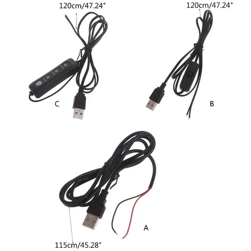 Y5LC USB 2.0 A enchufe macho y conector cable carga energía 2 pines y 2 cables DIY para USB 5 V