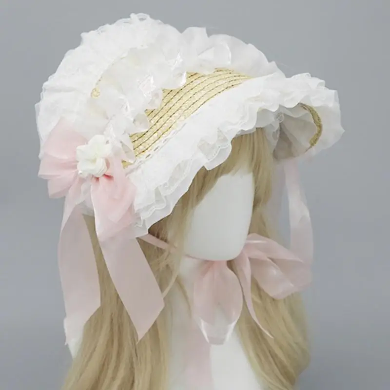 Y3ne victorien Bonnet en dentelle pour femmes filles TEAPARTY DRAYUP HAT CHEPIED