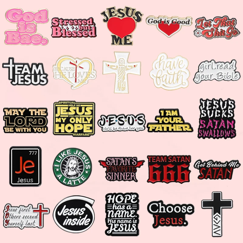 Jesus Collection Enamel Pins Cross Christian Believers Brooches Lapel Badge Jewelry Wholesale Gift For Best Friend