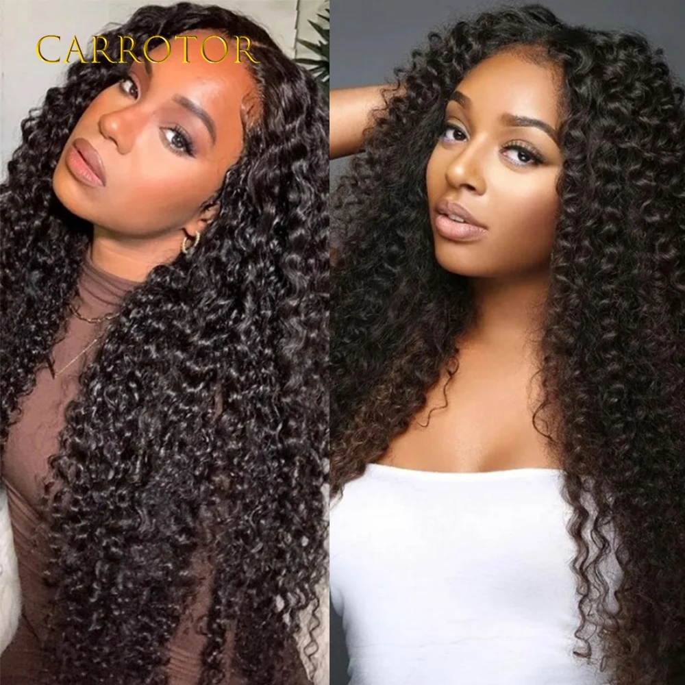 Natural Black Color Deep Curly Wig 13x4 Lace Frontal Glueless Wig Deep Curly Human Hair Lace Front Wig Pre-Plucked Woman Wigs view 5