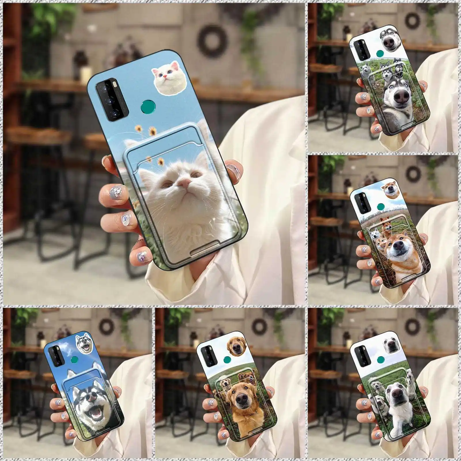 Bolsa de tarjeta funda protectora de teléfono para BLU G51 Plus diseño de moda perro funda suave lindo envoltura completa gato antigolpes dibujos animados TPU