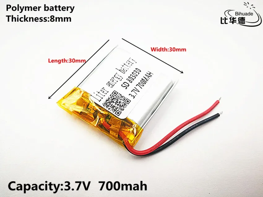 Good Qulity 3.7V,700mAH,803030 Polymer lithium ion / Li-ion battery for TOY,POWER BANK,GPS,mp3,mp4