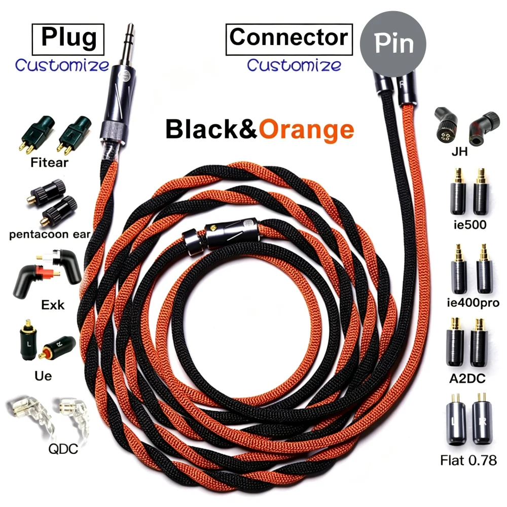 HAKUGEI Lucky Voice 7N Litz OCC Copper 2 Strand 2Pin 0.78 MMCX QDC JH Fitear IE900 Pentacoon Ear HiFi IEM Earphone Upgrade Cable