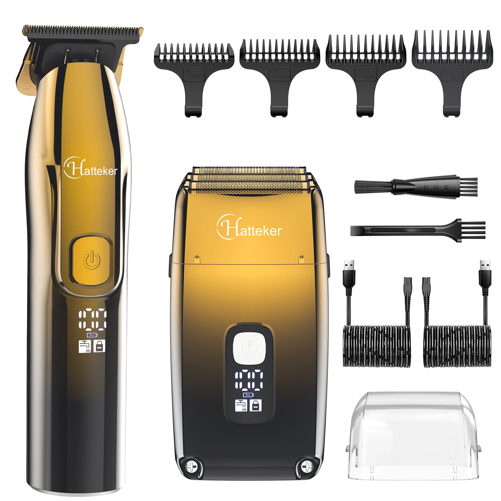 

Hatteker Rechargeable Electric Shaver for Man Powerful Hair Beard Electric Razor Wet Dry Head Bald Shaving Machine 2 pcs Set
