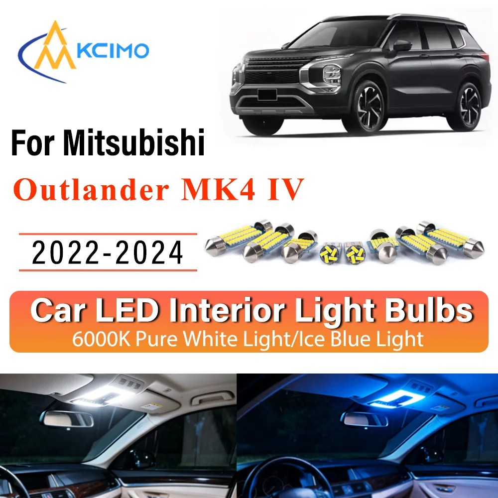 Mirror Two Colors Light Bulb For Mitsubishi Outlander MK4 IV 2022-2024 Premium Easy Install Sturdy Reading Interior LED Lights
