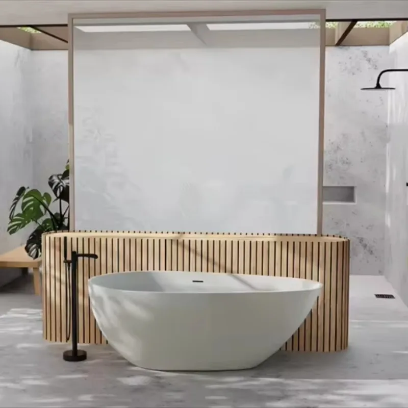 

1.7m Foshan Luxury Design Free Standing Acrylic Bath Tub for Bathroom Free-standing Stand Alone Bathtub Grey Freestanding Tub