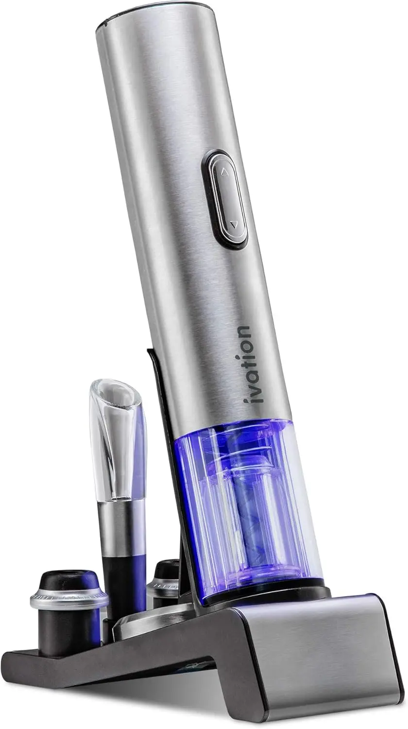 

6-in-1 Electric Wine Opener Set with Vacuum Preserver, Aerator, and Charging Base for Enhanced Enjoyment