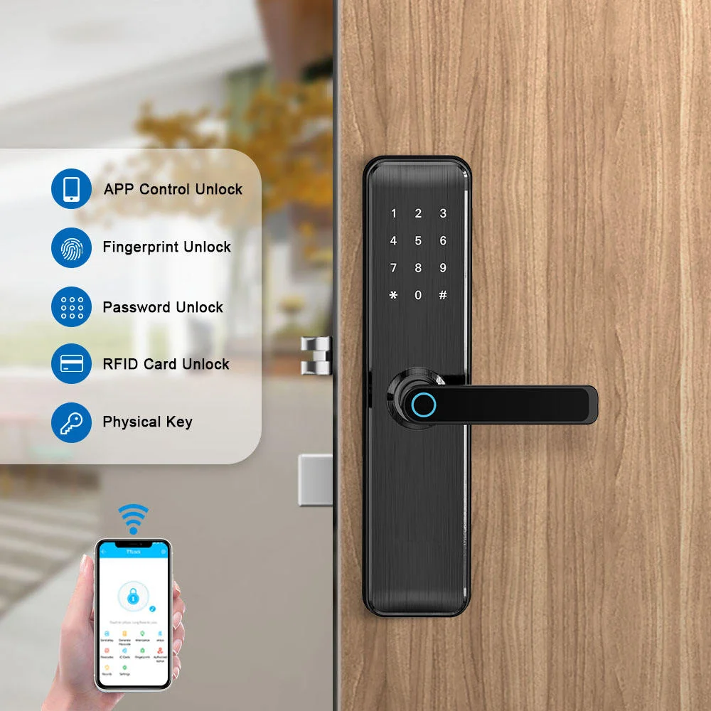 Factory New Fashion Serrure Intelligente Biometric Digital FingerPrint Password IC Card TTlock Smart Door Lock for Wooden Doors