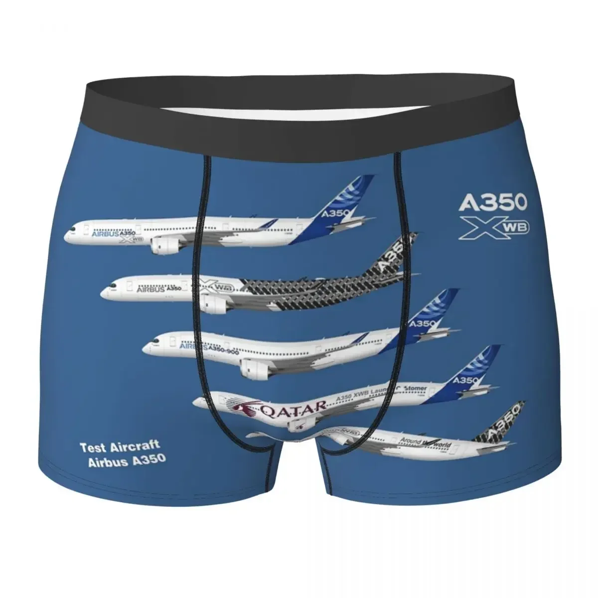 Boxer Underpants Shorts Airbus A350 Test Aircraft Fleet Illustration Panties Men's Ventilate Underwear For Homme Man Boyfriend