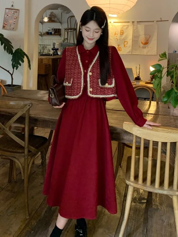 

Red Slimming High Waist ort Coat Ele Unique Autumn New Sle plus Size Women's Dr Luxury Loose Fit Long Sve