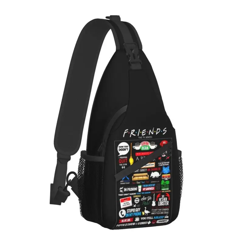 Amigos logotipo símbolo estilingue peito crossbody saco masculino casual clássico tv mostrar ombro mochila para viagens de ciclismo