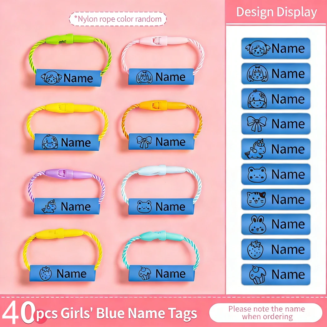 Personalisierte Namensanhänger für Babyschuhe, Schulranzen, Becher, Kleidung, wasserfest, mit Kordel, Namensring für Kinder, Namensetikett