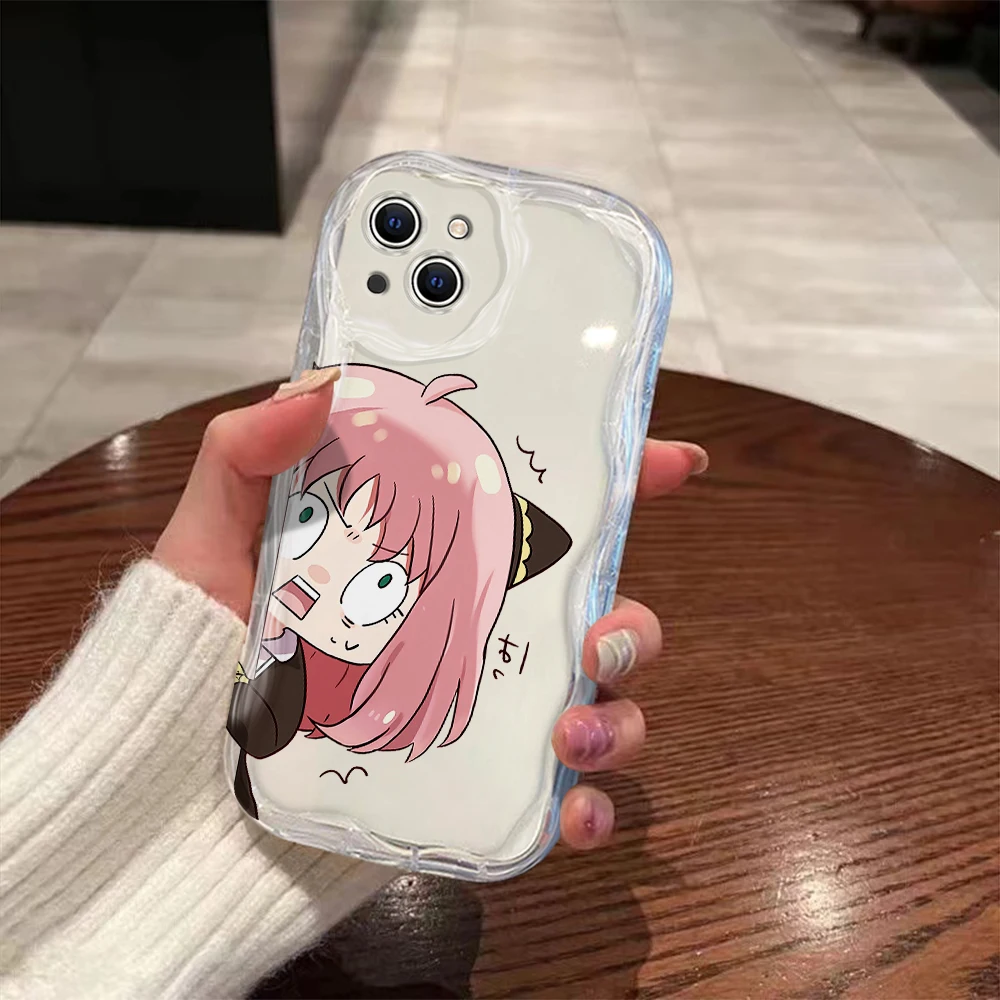 Anime Kawaii Anya SPY X FAMILY 3D Wave Case For iPhone 15 14 13 12 11 Pro Max Mini X XR XSMAX 8 7 6S Plus Soft Silicone Cover