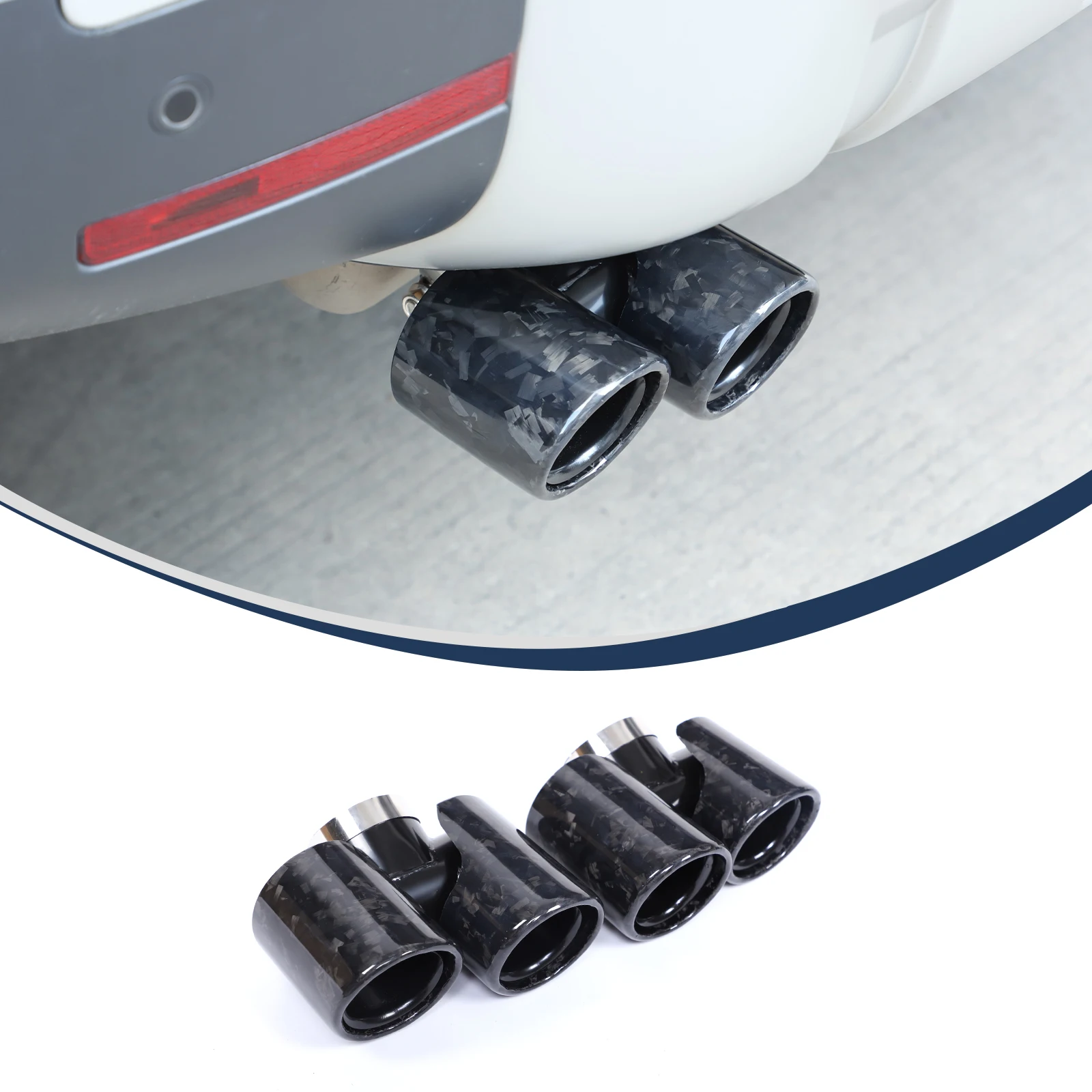 

Stainless Steel Genuine Carbon Fiber Quad Exhaust Tips Cover for 2020 2021 2022 2023 Land Rover Defender Exterior Accessories