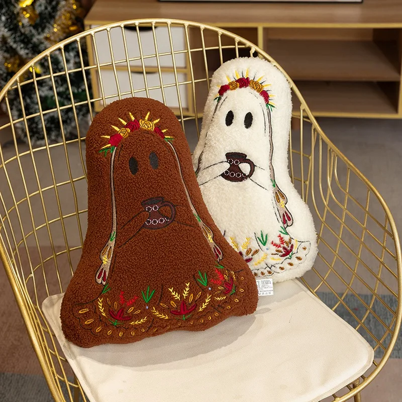 Halloween Ghost Pillow Stuffed Plush Toys Brown White Wreath Boo Sofa Cushion Happy Halloween Party Decor Kids Favors Gifts
