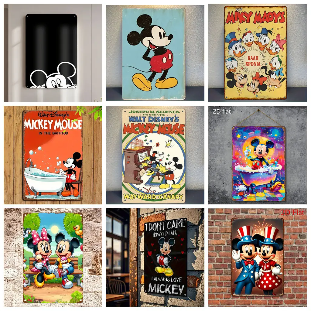 

Miniso Mickey Nostalgic Classic Retro Vintage Tin Sign Poster Decorative Plaque Metal Plate Wall Decor
