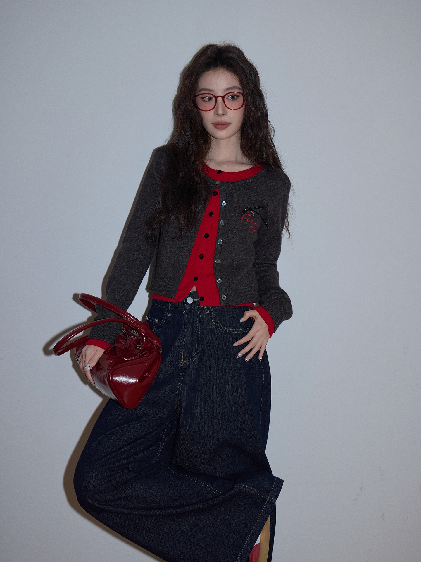 

American Sle Splice Knitted Sweater Women's Slim Fit Long Sve round Ne Casual Faionable Top for Commuting