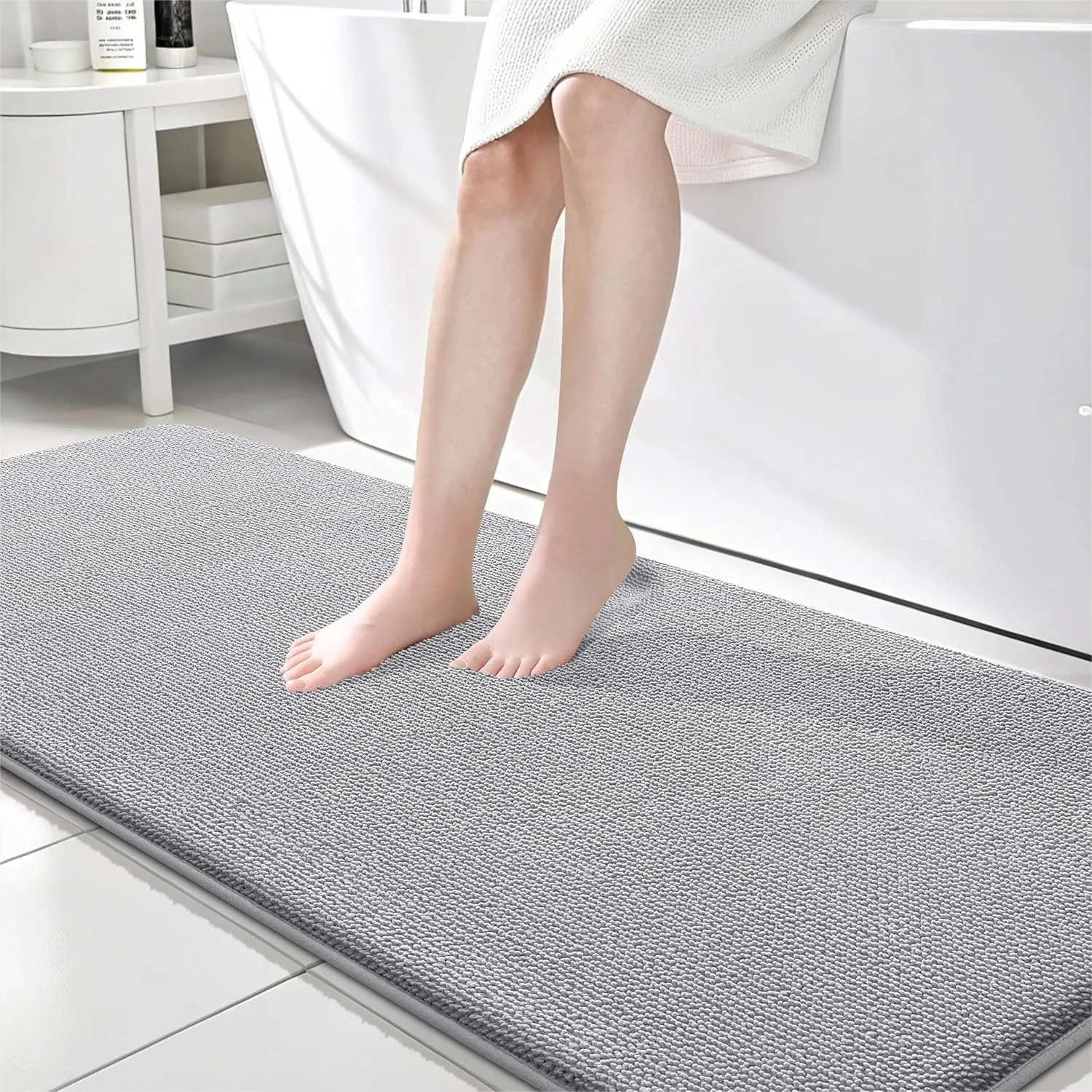 

Memory Foam Bathroom Runner Rug 70x24, Extra Soft Absorbent Long Bath Mat, Quick Dry Non-Slip Machine Washable Mat for Tub