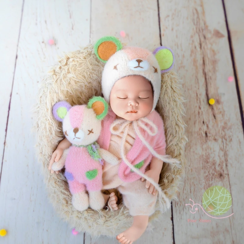 Full moon baby photography props for newborn baby photography clothes for newborn baby styling teddy bear set 아기 코스프레