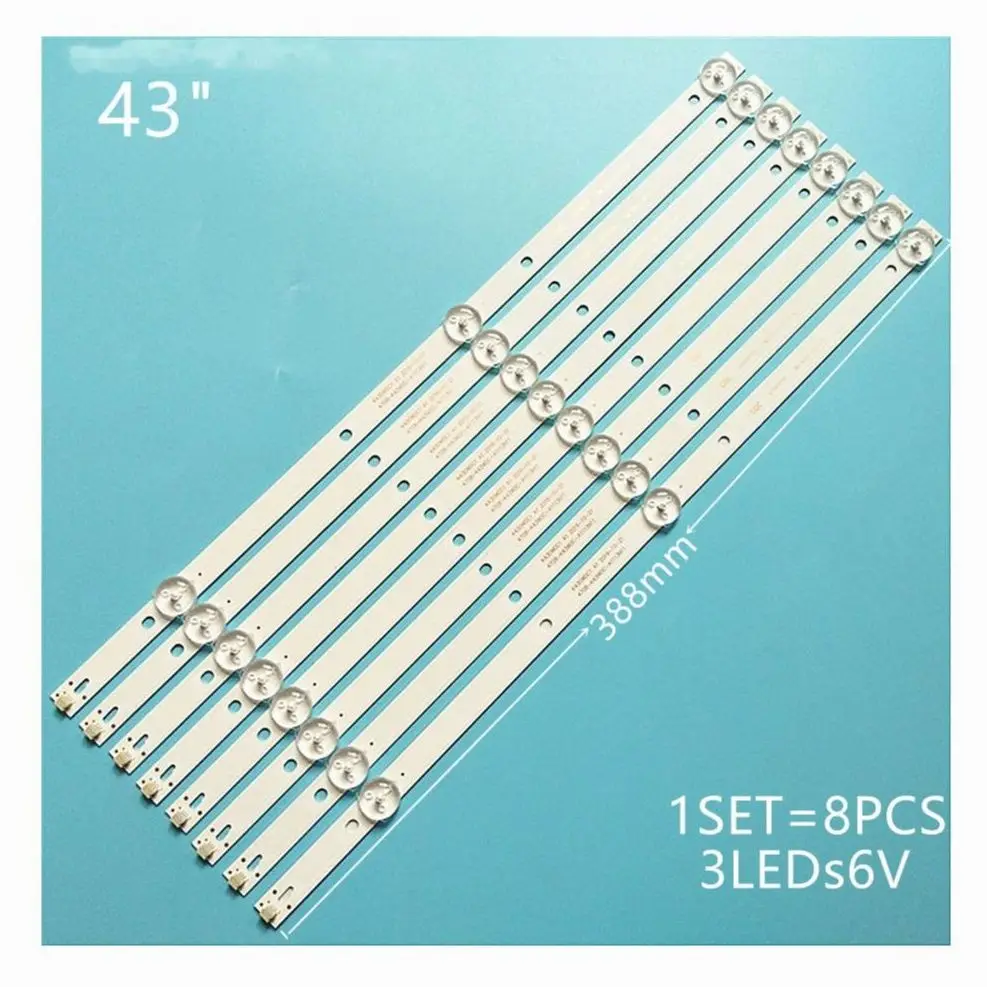 

8pcs LED backlight for TCL Y43G1B L43E6800 LE43E6850 K430WDC1 A1 4708-K43WDC-A1113N11 43BDL4012 43PFF5012 8pcs 3 LED 39cm 6V new