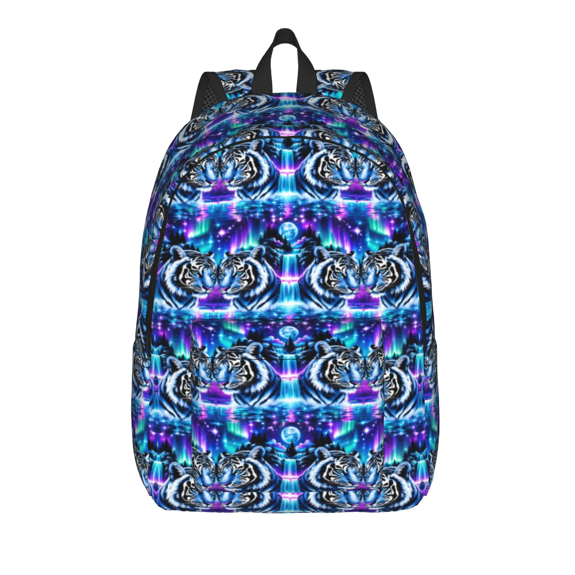 Tiger Patterned Backpack Youth Flat 2d Digital Printing Big Backpacks Polyester Fashion School Bags Outdoor Custom Rucksack