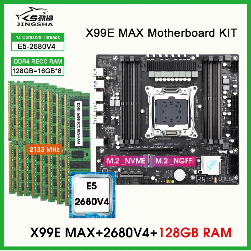

комбинированный комплект X99 2011-3 с xeon e5 2680 v4 128 ГБ 2133 МГц (8*16) memoria DDR4 REG ECC NVME NGFF SATA 3,0 hasta 256G