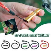 High Decibel Aluminum Alloy Survival Whistle Loud Emergency Signal Long Distance Transmission Rust Proof Lightweight with Lanyar
