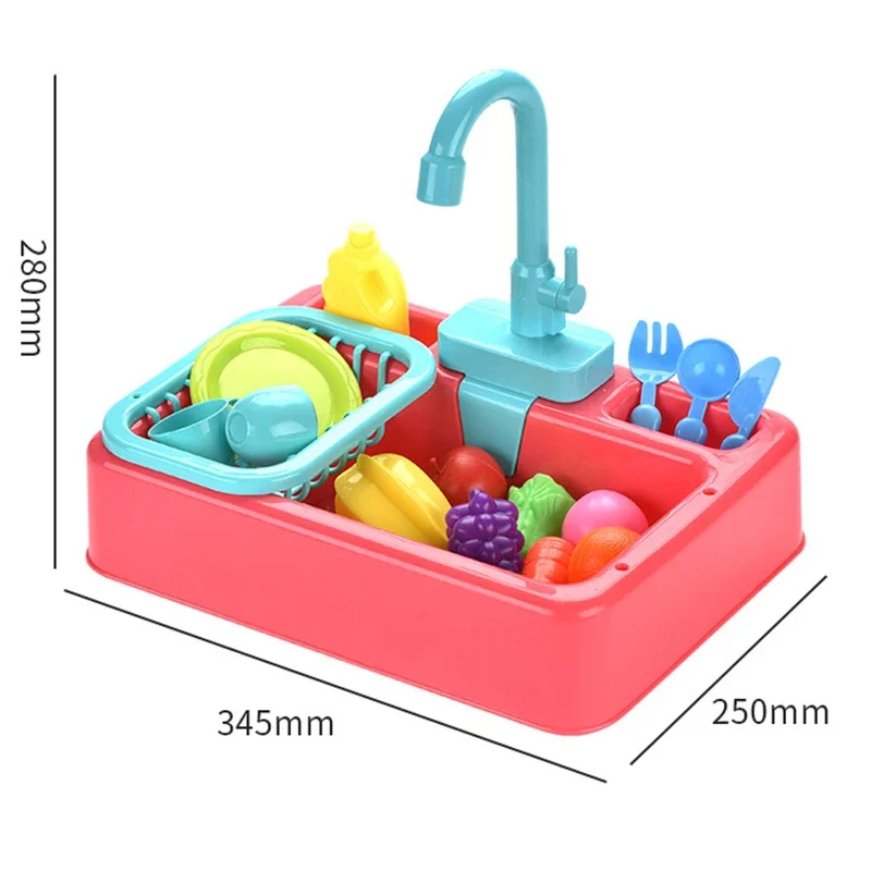 Kids Kitchen Toys Pretend Simulation Electric Dishwasher Children's Kitchen Wash Basin Sink Role Playing Toys Boys Girls Gifts