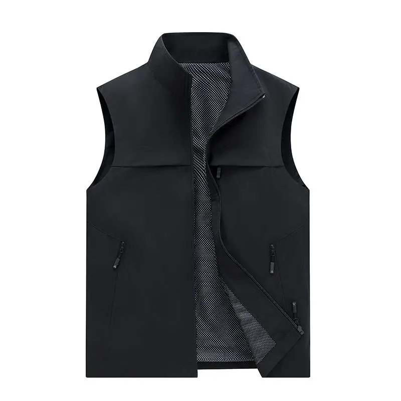 

Outdoor Workwear Stand Collar Svel Vest Pure Color Spring New Arrival High End Men's Fce Lined down Jaet