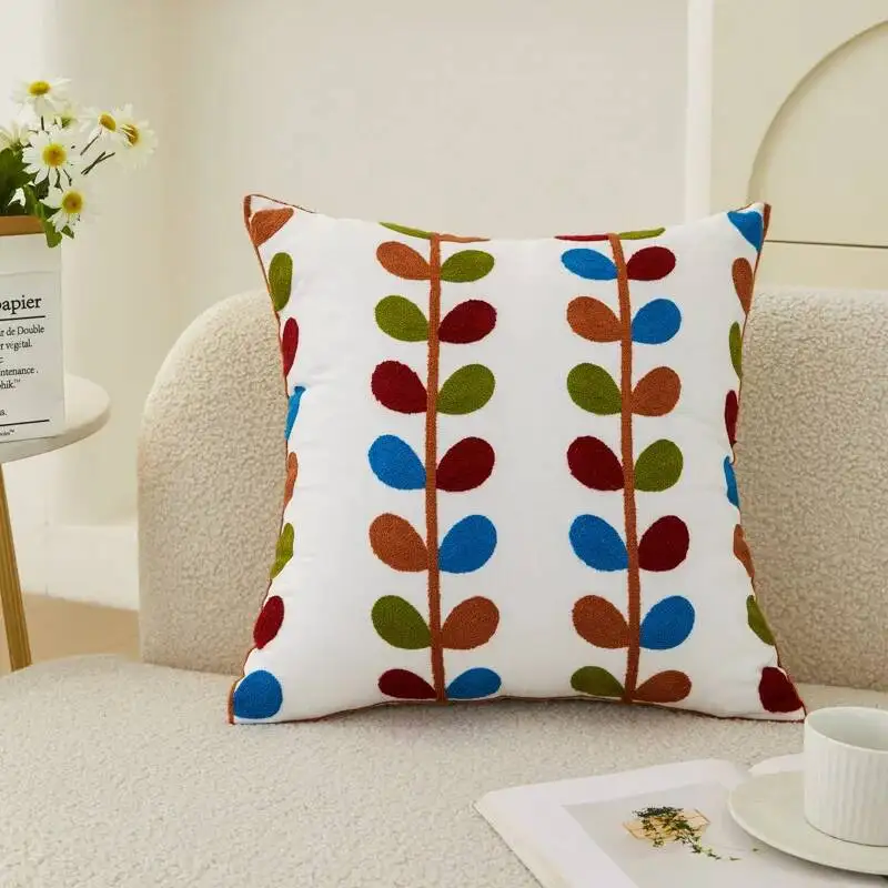 Gestickte florale dekorative Kissenbezüge mit Frühlings-Gänseblümchen-Motiv, Sommer-Pflanzen-Kissenhülle für Sofa, Bett, Stuhl, Heimdekoration – Detail 18