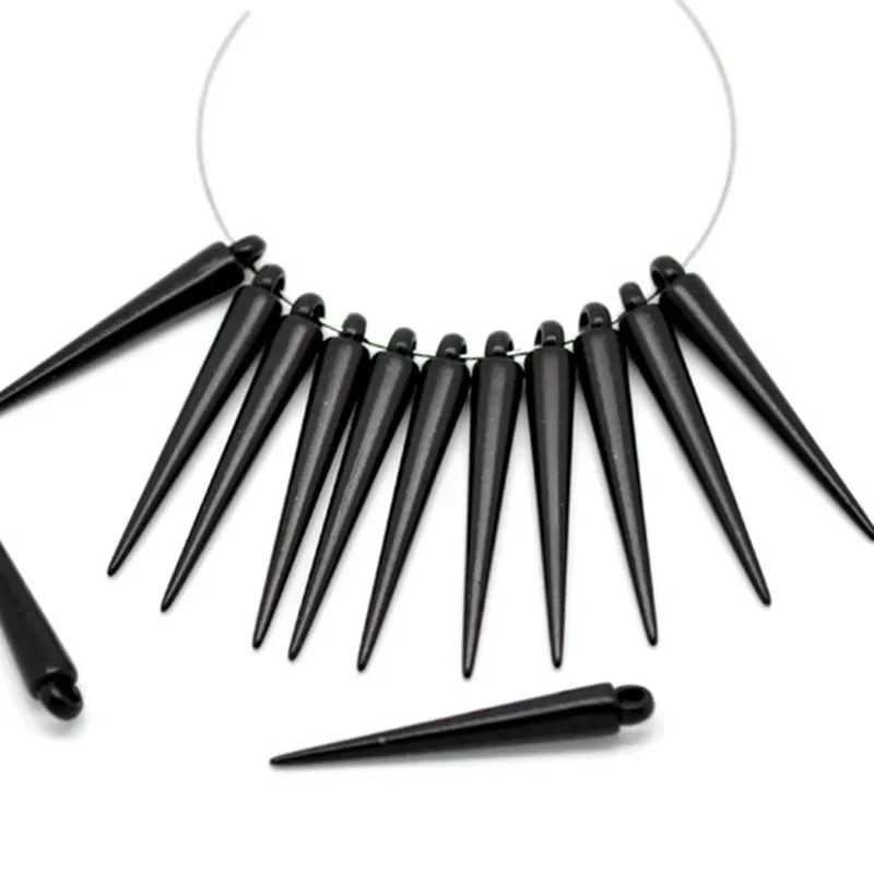 

600Pcs Black Drop Spike Acrylic Earrings Pendants Jewelry Diy Findings Charms 3.6x0.5cm