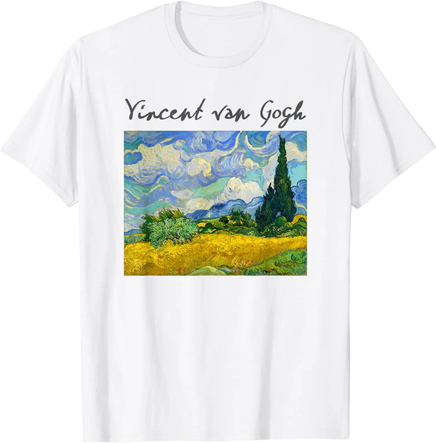 Famous Wheat Field with Cypresses Artist Van Gogh Painting T-Shirt