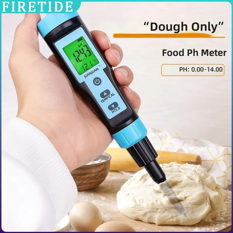 Digital Food PH Meter 0.00-14.00 High Accuracy Sensor Temperature Acidity Tester for Brewing Fruit Cheese Meat Canning Soil