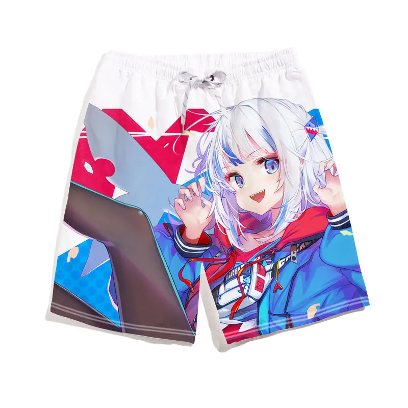 홀로리브 VTuber 카와이 가워 구라 3D 프린트 반바지 애니메이션 남성 비치 반바지 여름 2025 신상 여성 반바지 스포츠 Y2k 키즈 하의
