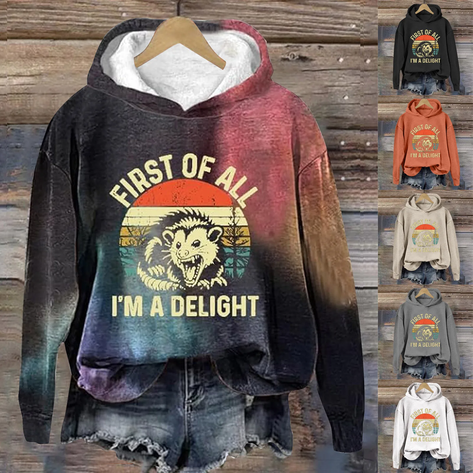 

Women's Autumn Winter Trendy Hoodie Fun "First Of All I'm A Delight" Printed Hooded Sweatshirt Thick Hoodies for Women Pullover