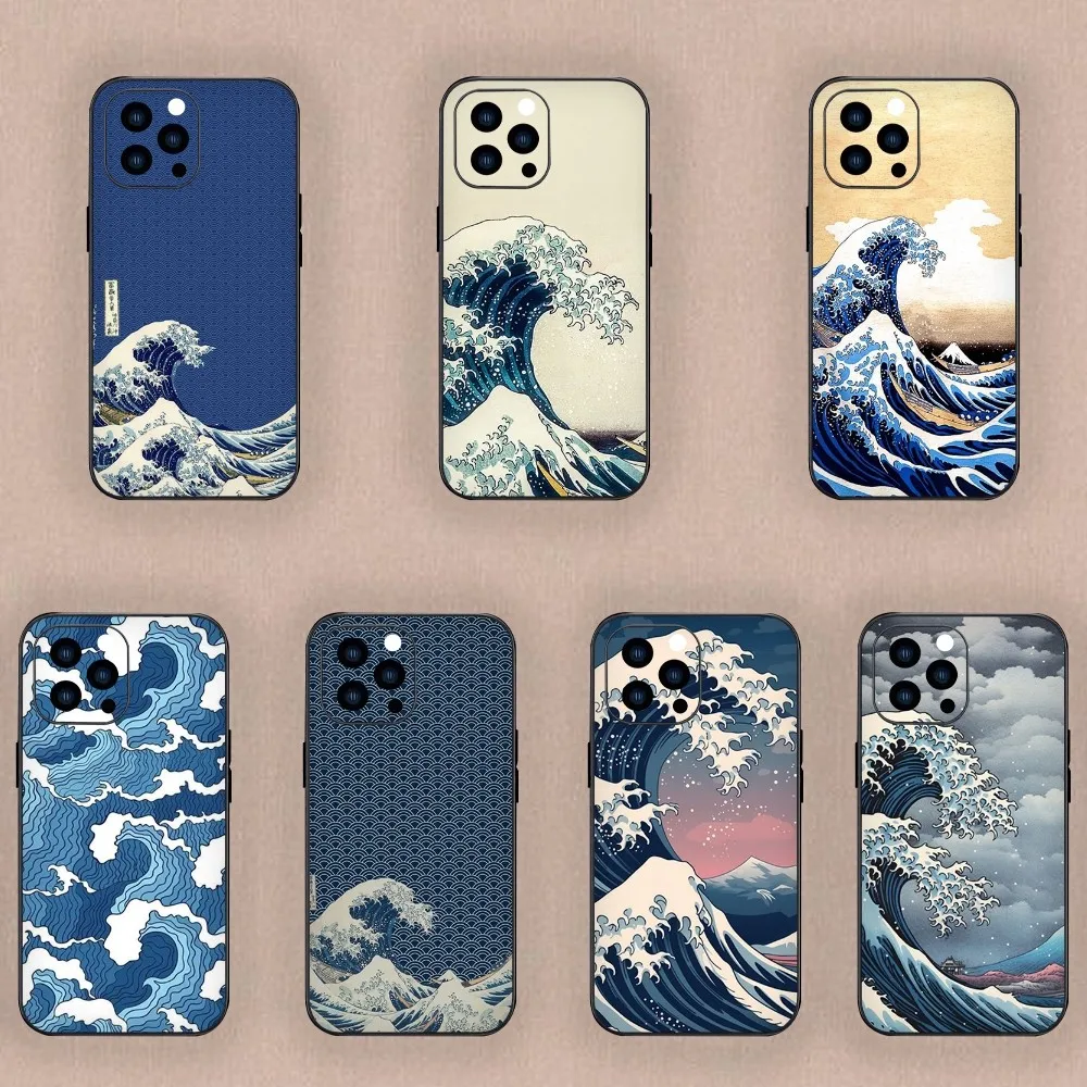 The Great Wave Off Kanagawa Phone Case For Samsung S24 S23 S22 S21 S20 Plus Ultre Note S20 FE Black Case