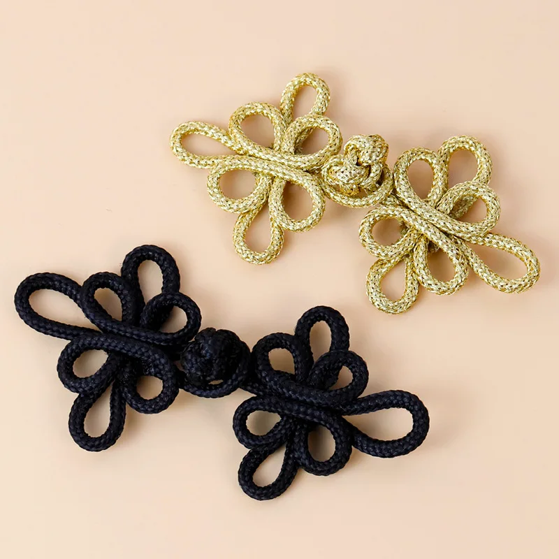 10PCS Gold Wire Cheongsam Buttons with Dragonfly Knot Fasteners Traditional Chinese Knot Closures for Clothing Accessory