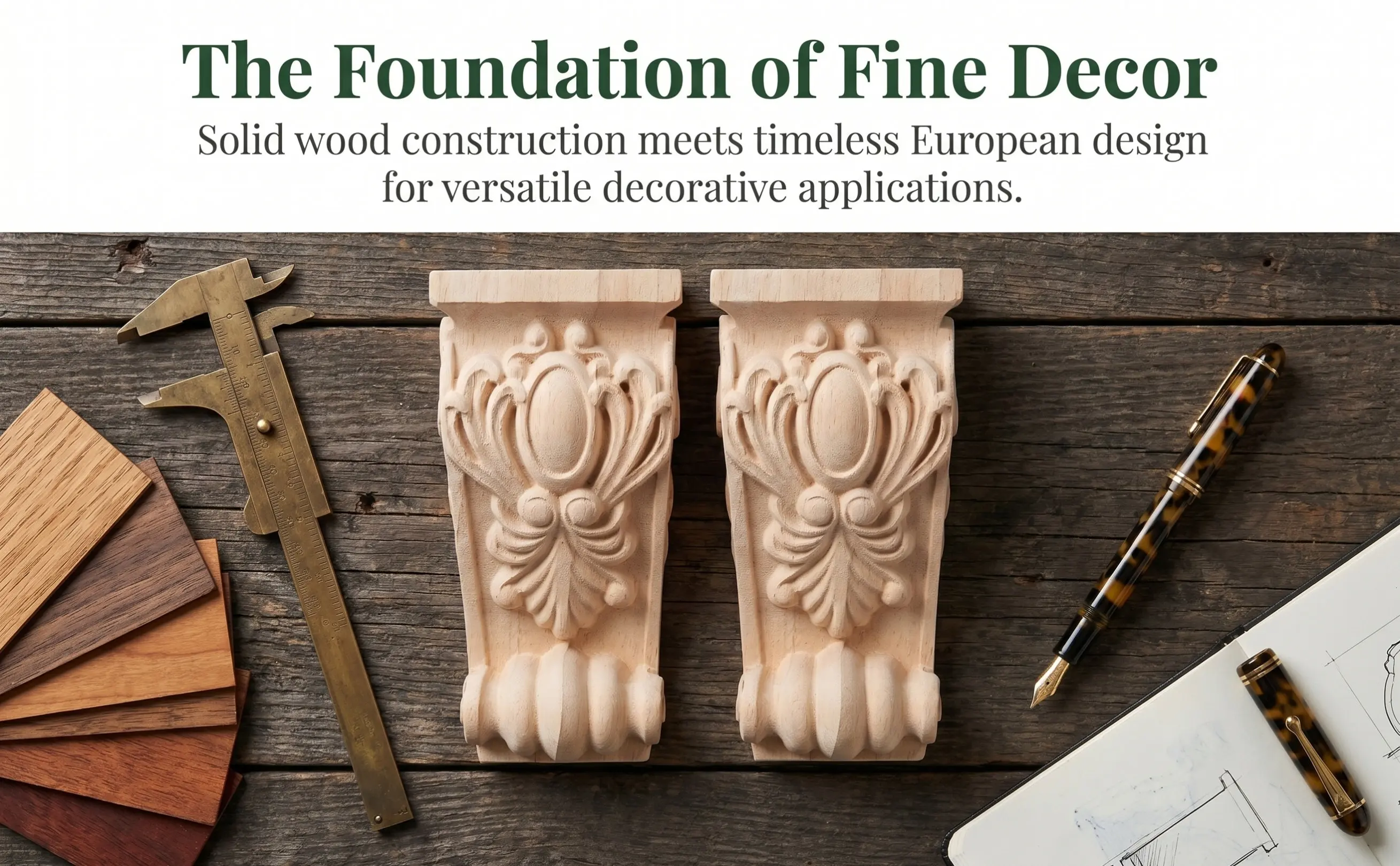 Carved Wooden Corbel Rustic European Style Wood Corbel Decoration Decorative Wood Corbels for DIY Smooth Surface