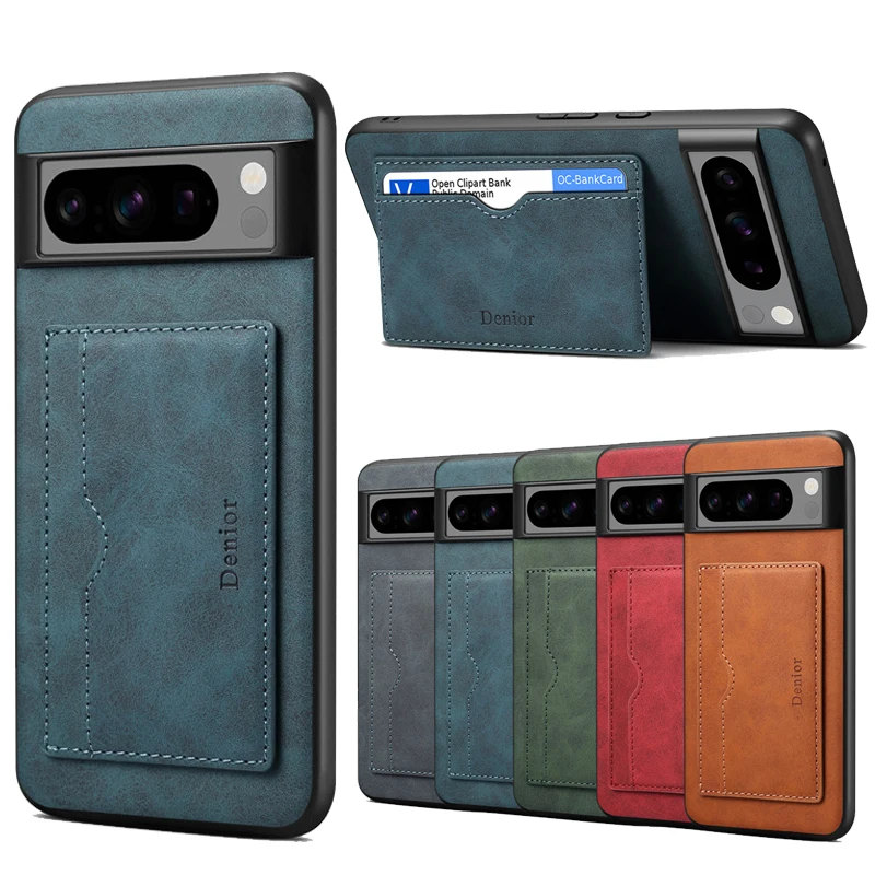 EUCAGR Magnetic Leather Cellphone Card Holder Phone Wallet Case For Google Pixel 9 8 7 6 8A 7A 6A Bank Card Shockproof Bag Cover