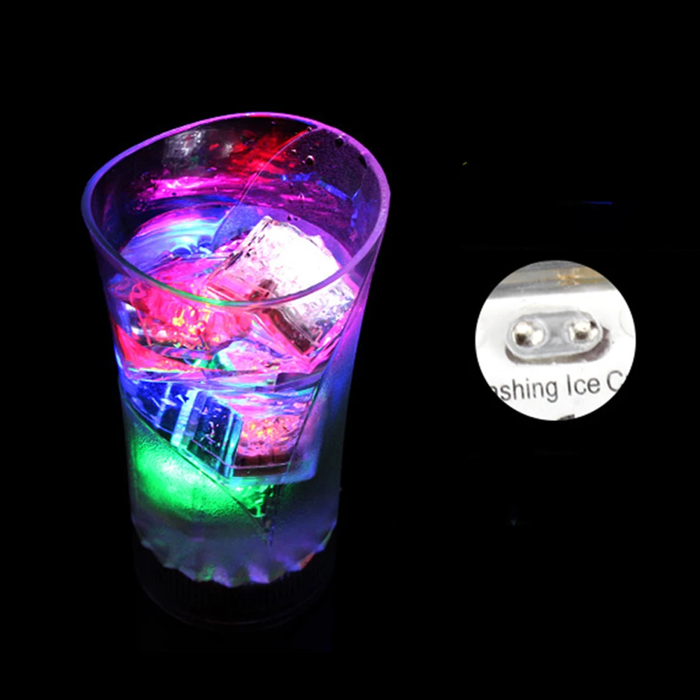 Multi-cor levou cubo de gelo, impermeável, piscando, brilho no escuro, para bar, clube, bebendo, festa, vinho, decoração, 12pcs