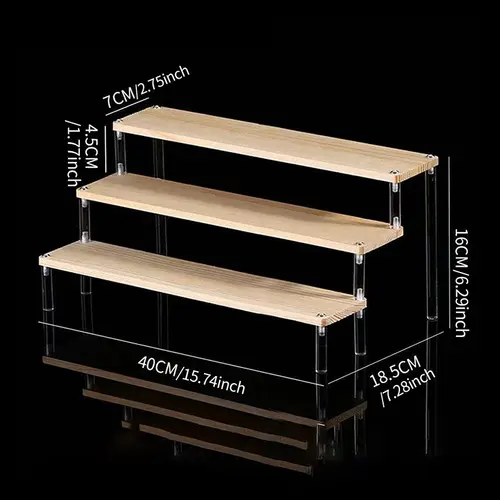1-5 Tier Wood Acrylic Display Stand Hand-made Figure Doll Décor Toy Animation Car Model Blind Box Perfume Shelves Organizers - Image 12