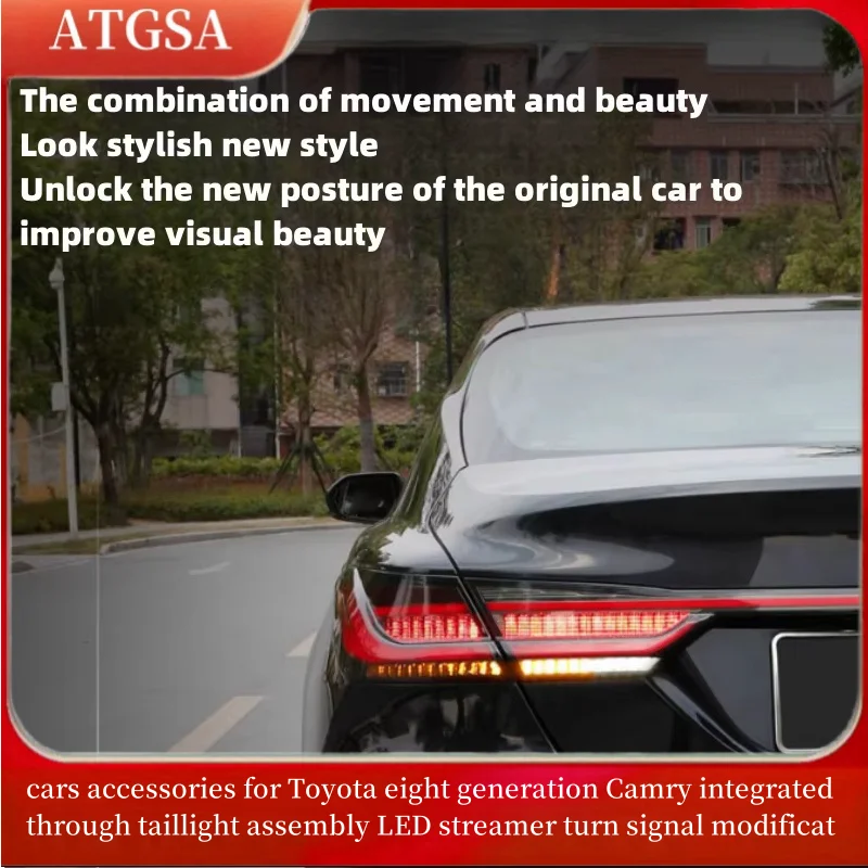 cars accessories for Toyota eight generation Camry integrated through taillight assembly LED streamer turn signal modificat