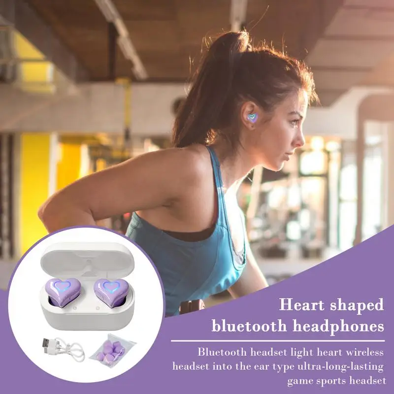 Wireless Earbuds Headphones In-Ear Headphones Wireless Headset Heart Shaped Stylish In-Ear Cute Earbuds For Lover Couples