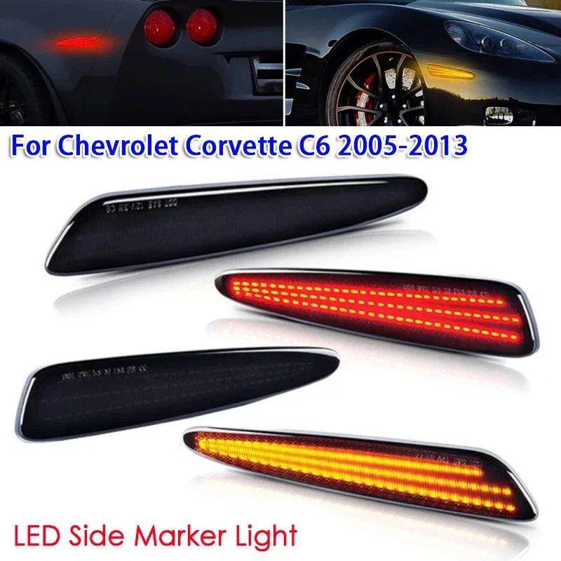 

4PCS Smoked Lens LED Side Marker Light Front and Rear Indicator Lamps for Chevrolet Corvette C6 2005-2013