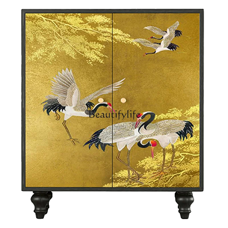 

Chinese Style Crane Living Room Decoration Side Cabinet Wall French Retro Storage Storage All-in-One Cabinet
