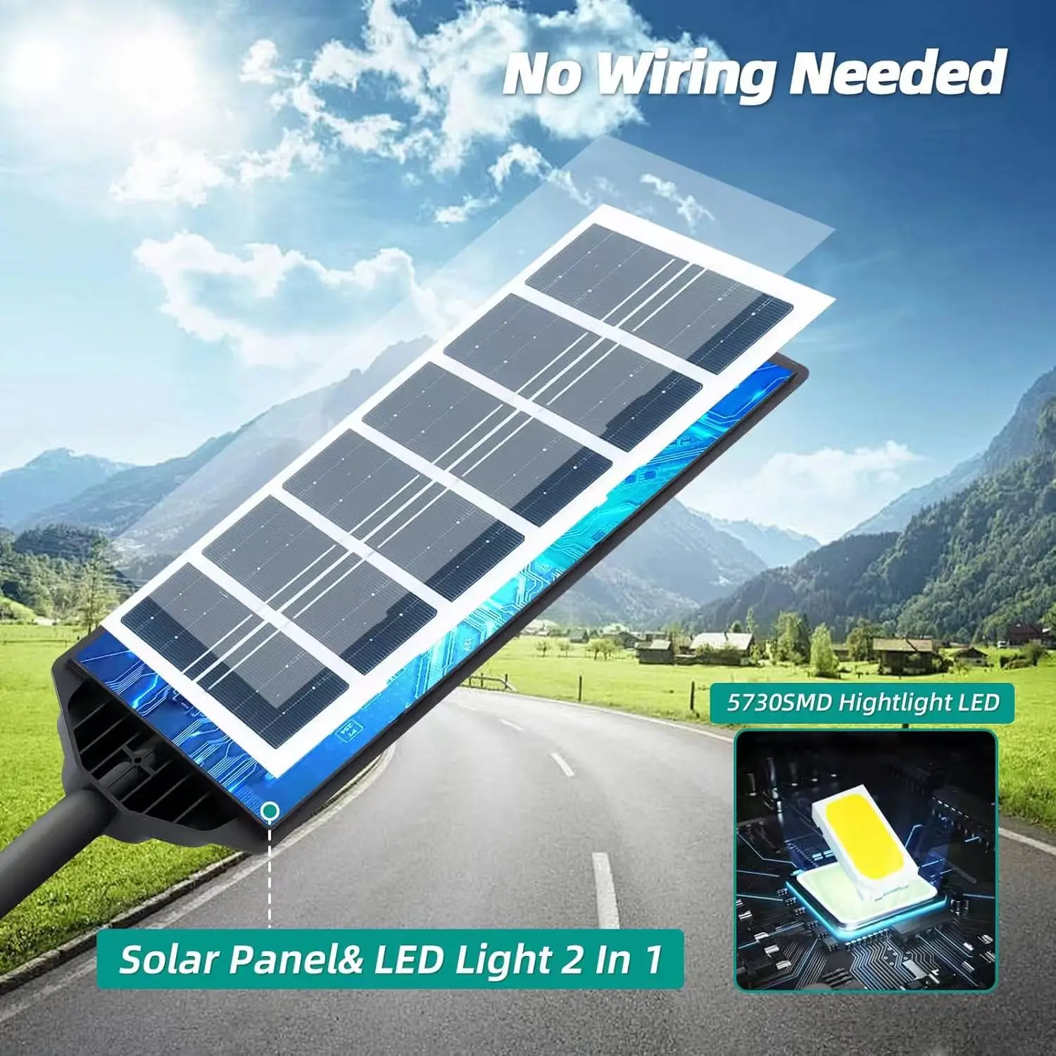 100000 LM Solar Light Commerciële LED Outdoor Dusk To Dawn Solar Street Light Road Area Lamp Waterdichte achtertuinbeveiligingsverlichting