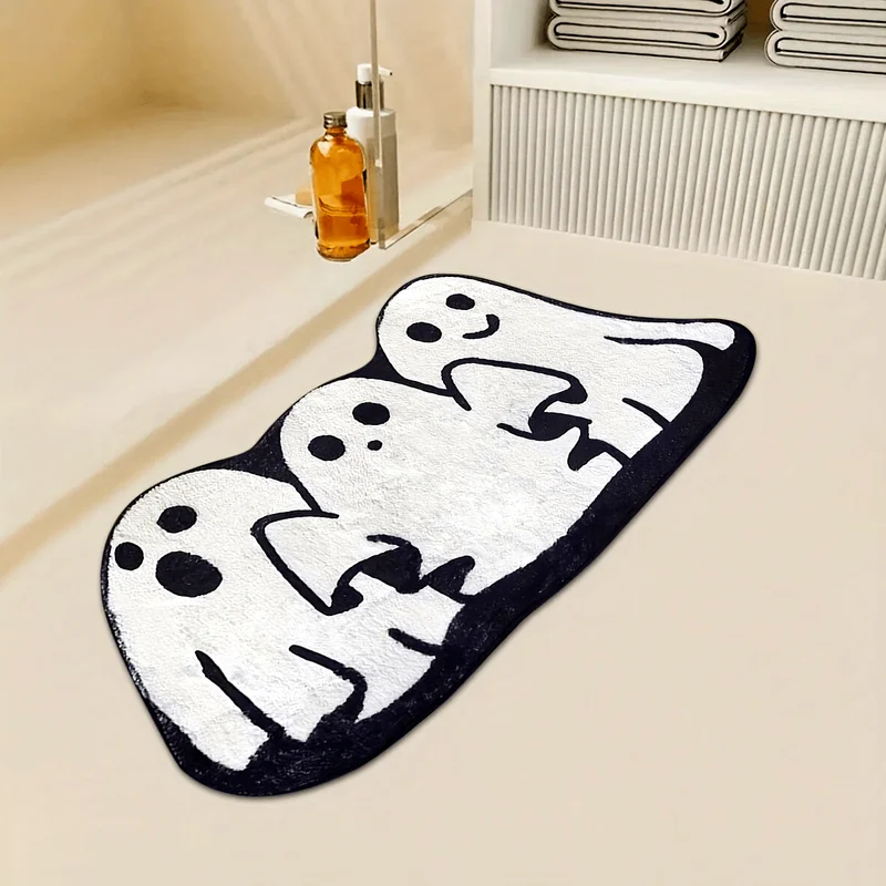 VIKAMA Irregular Multi‑Ghost Bathroom Rug Soft Non‑Slip Bath Mat Halloween Style For Shower Room Bedroom Entry Home Decor